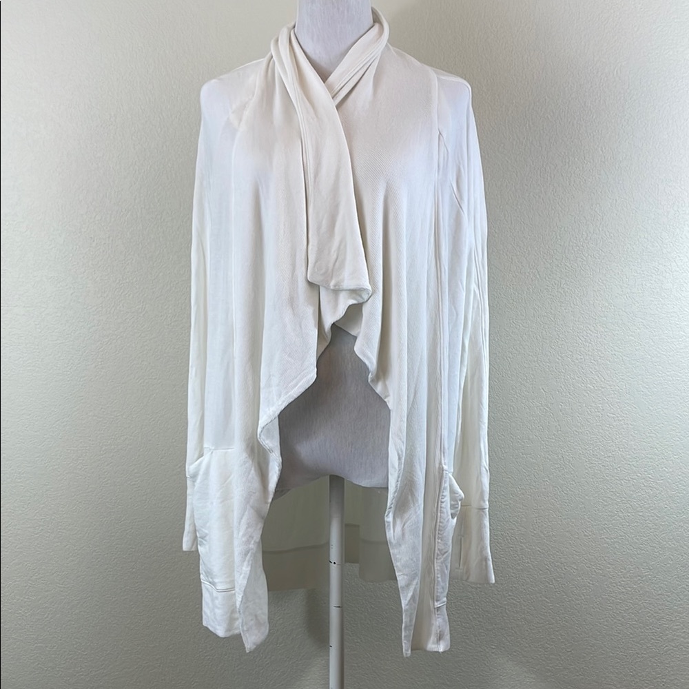 Athleta Elegant White Drape Cardigan large